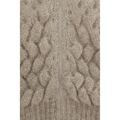 Cardigan by Brunello Cucinelli for women in polyamide mohair merino wool & sequins beige & patterned showcases a captivating silhouette, artfully detailed with a captivating and for a truly sophisticated captivating look.