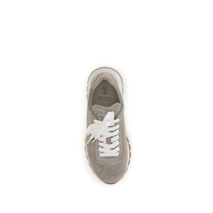 Athletic Sneakers by Brunello Cucinelli for women in bos taurus calf leather blue features an exquisite silhouette, showcasing the premium athletic style of the Women's Athletic Bos Taurus Calf Leather Sneakers with an exquisite finish.