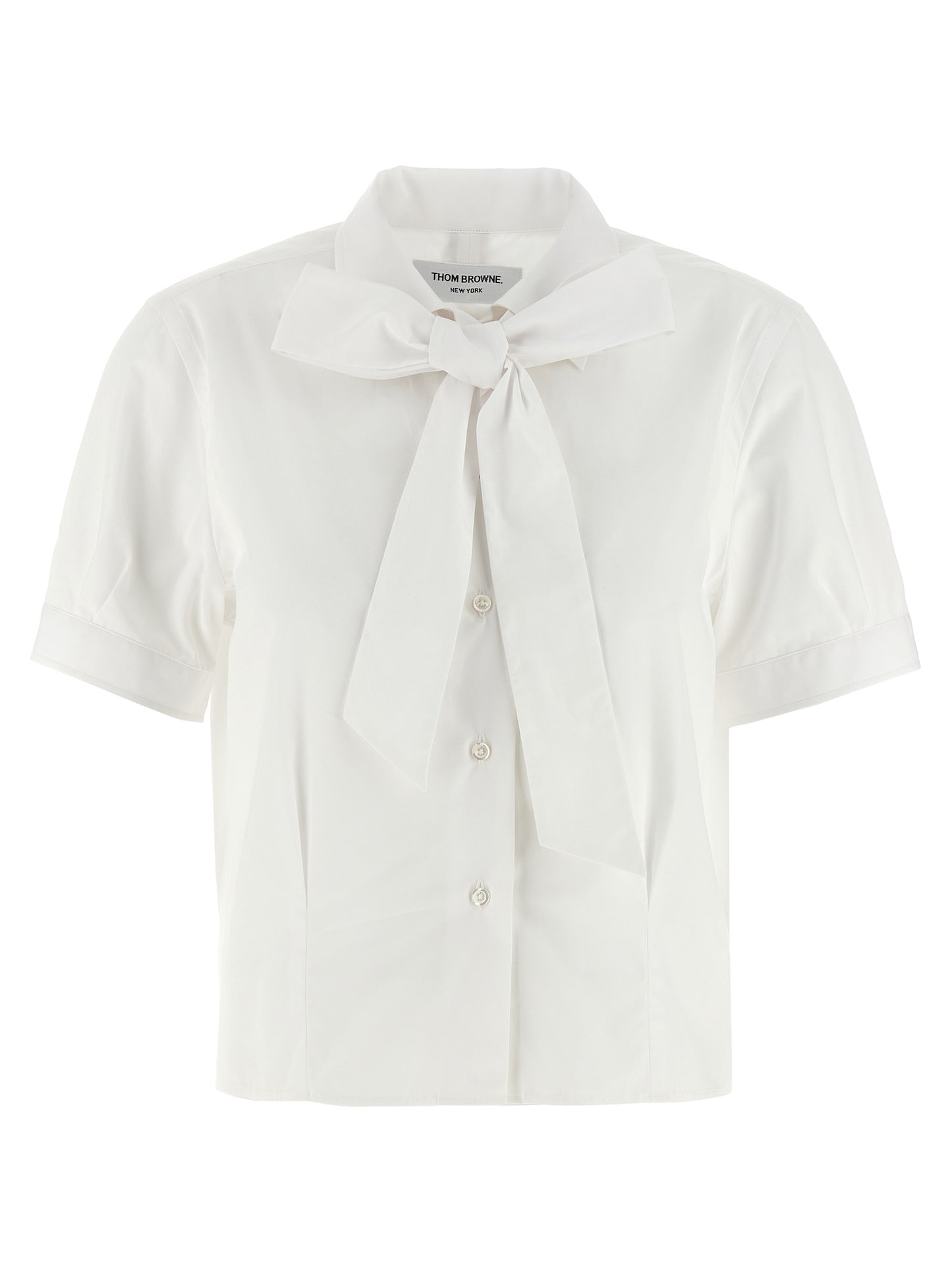 Blouse by Thom Browne for women in cotton white features an polished silhouette, showcasing a sophisticated and detail for a truly polished finish.