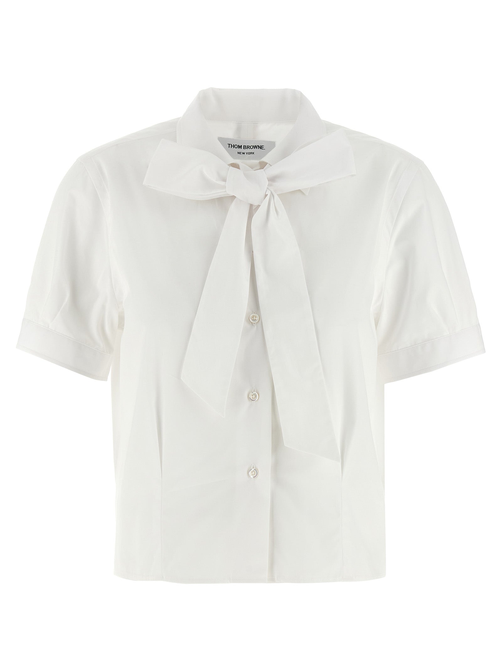 Blouse by Thom Browne for women in cotton white features an polished silhouette, showcasing a sophisticated and detail for a truly polished finish.
