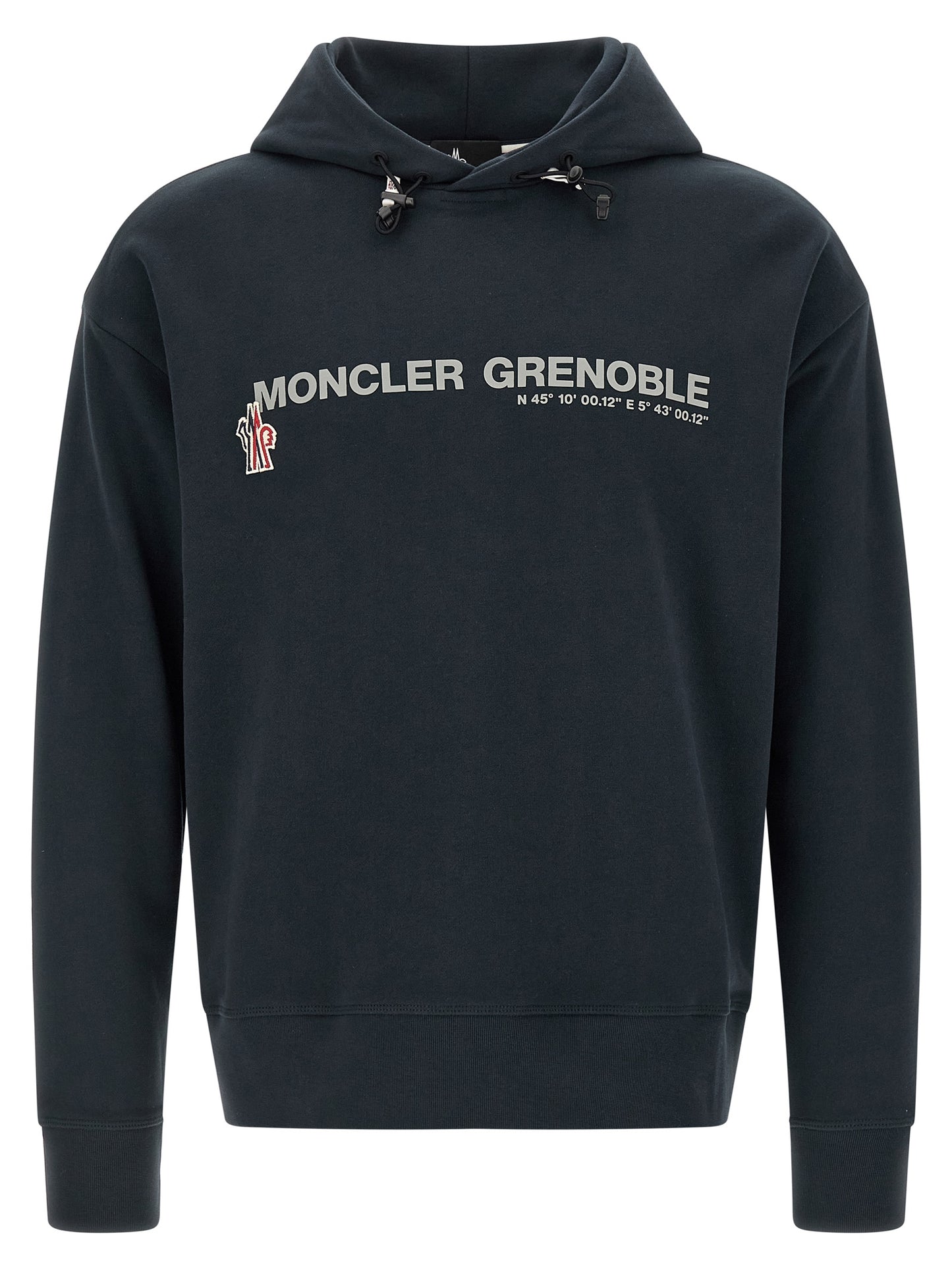 Sweatshirt Hoodie by Moncler Grenoble for men in cotton blue & print showcases a city-ready silhouette, artfully detailed with a signature hooded neckline and long-sleeve for a city-ready finish.
