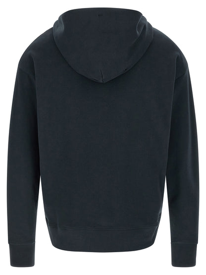 Sweatshirt Hoodie by Moncler Grenoble for men in cotton blue & print features a slouchy chic silhouette, detailed with a slouchy chic and a signature hooded neckline for an elevated aesthetic.