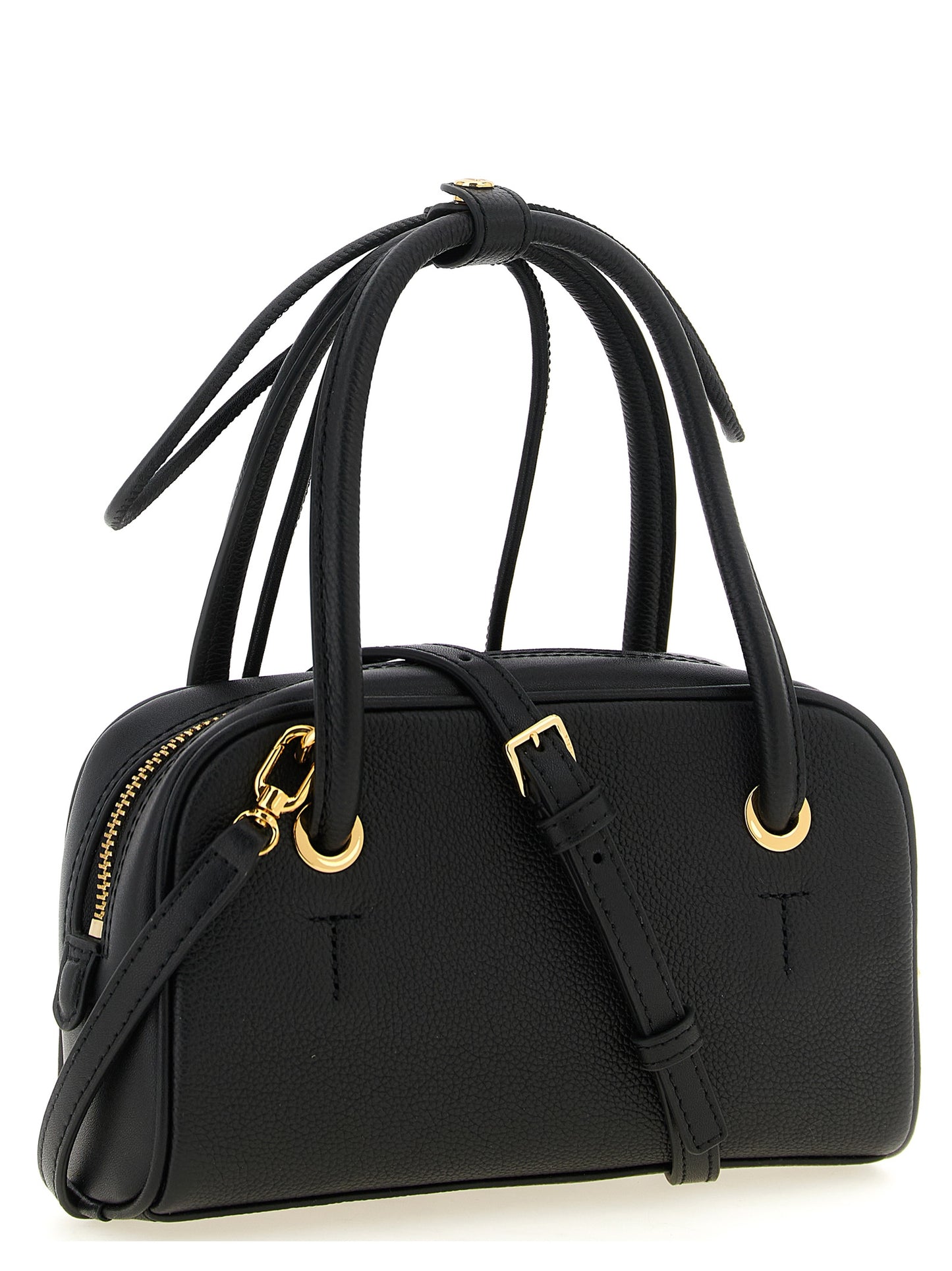Compact Handbag by Furla for women in bos taurus calf suede leather black & gold features a exquisite silhouette, showcasing a secure zipper and exquisite with versatile shoulder-strap, adjustable-strap & handle for a exquisite finish.