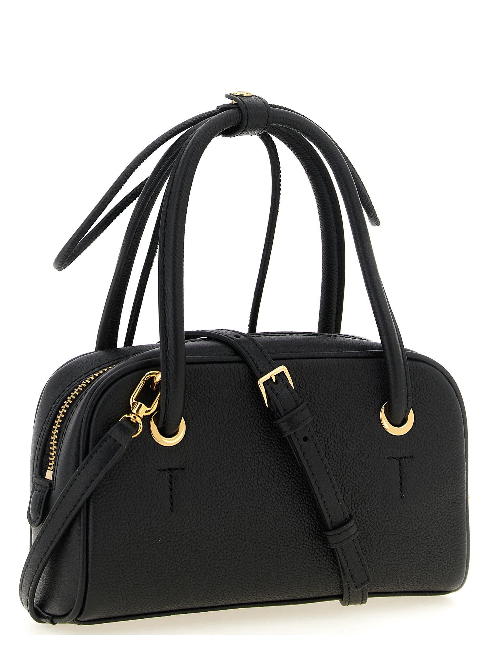 Compact Handbag by Furla for women in bos taurus calf suede leather black & gold features a exquisite silhouette, showcasing a secure zipper and exquisite with versatile shoulder-strap, adjustable-strap & handle for a exquisite finish.