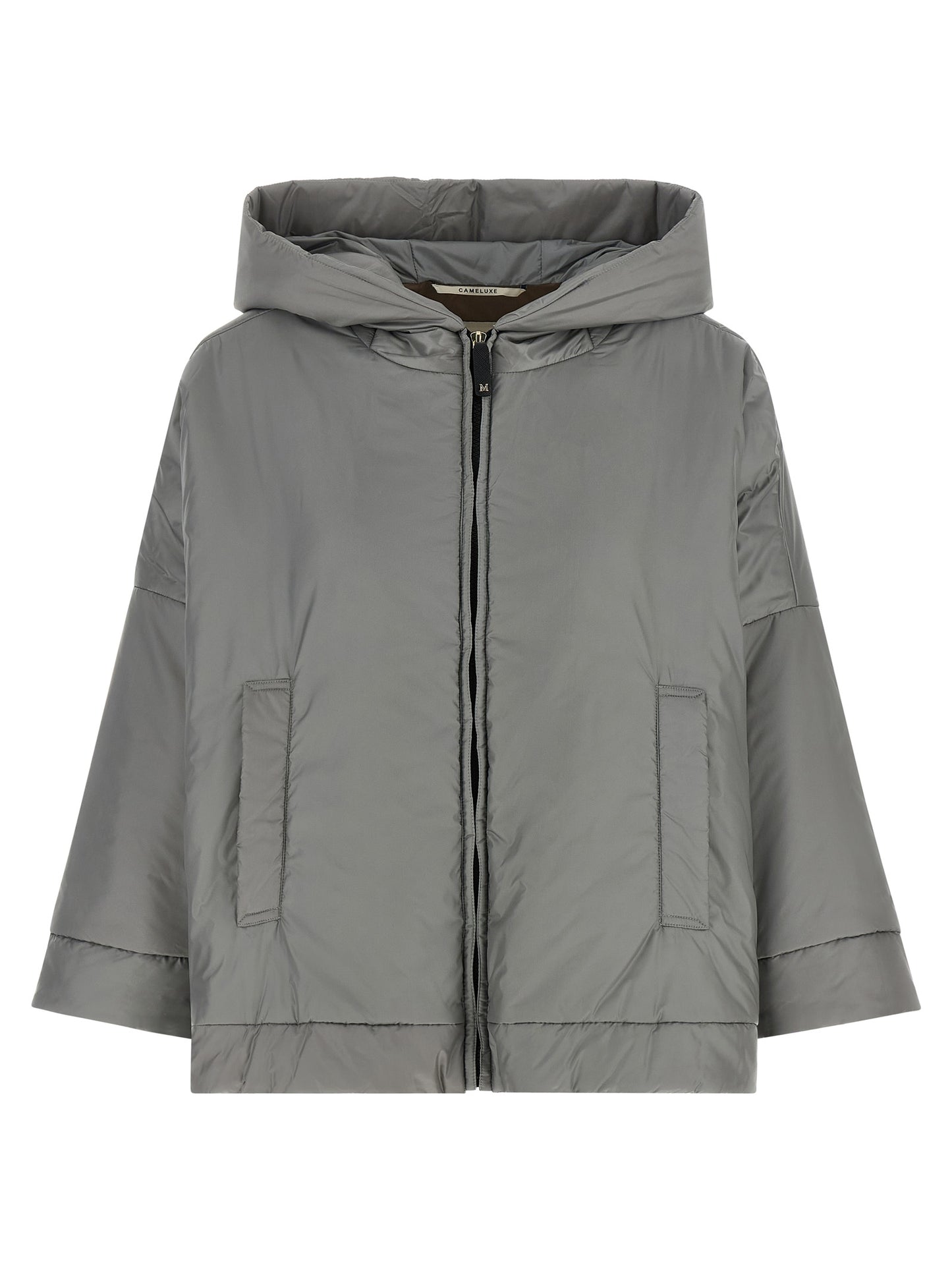 Windbreaker Jacket by Max Mara for women in polyester canvas gray, gold & signature features an magnificent silhouette, showcasing the sophisticated and functional windproof for a premium, magnificent look.