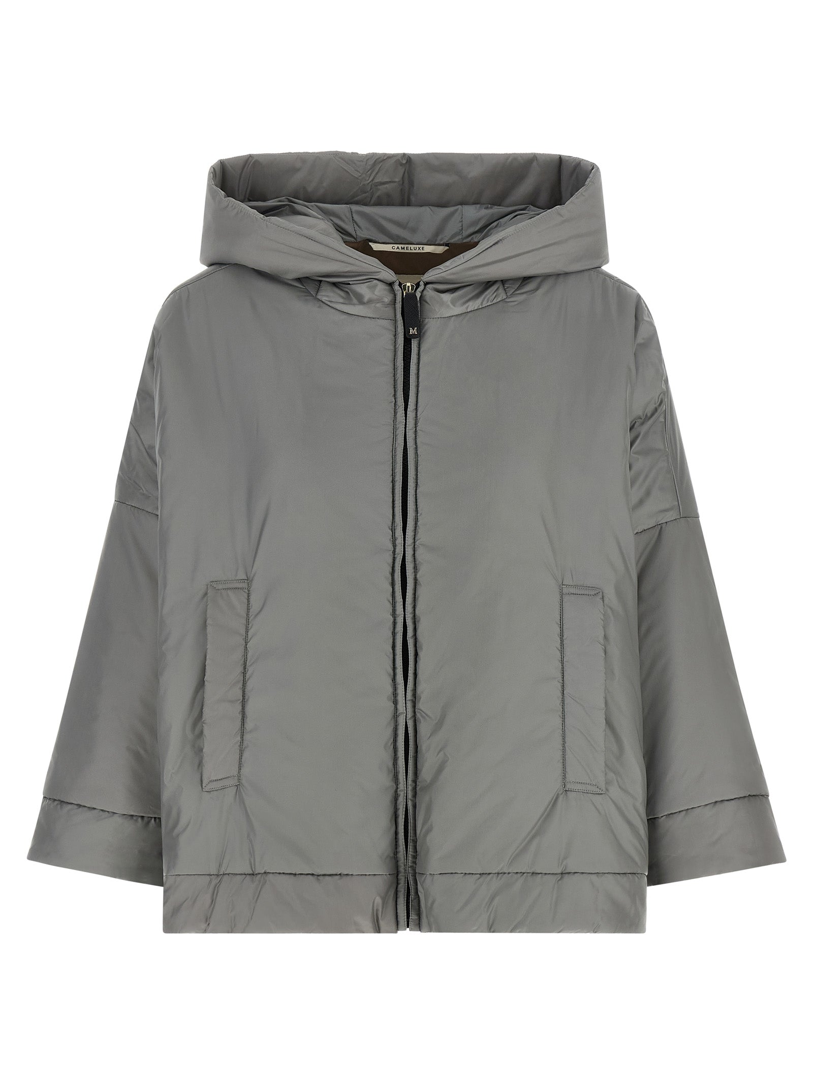 Windbreaker Jacket by Max Mara for women in polyester canvas gray, gold & signature features an magnificent silhouette, showcasing the sophisticated and functional windproof for a premium, magnificent look.