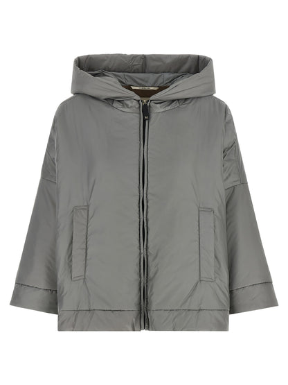 Windbreaker Jacket by Max Mara for women in polyester canvas gray, gold & signature features an magnificent silhouette, showcasing the sophisticated and functional windproof for a premium, magnificent look.