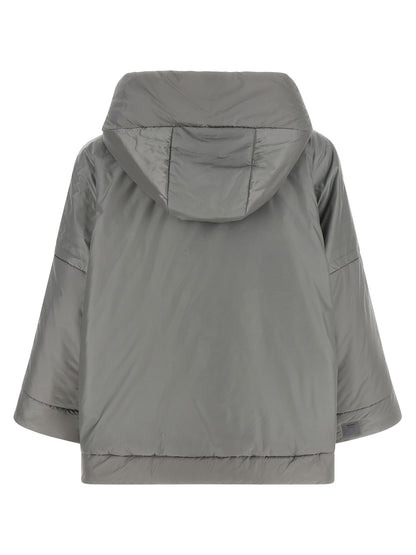 Windbreaker Jacket by Max Mara for women in polyester canvas gray, gold & signature showcases a urban chic silhouette, detailed with a urban chic and functional windproof for a polished finish.