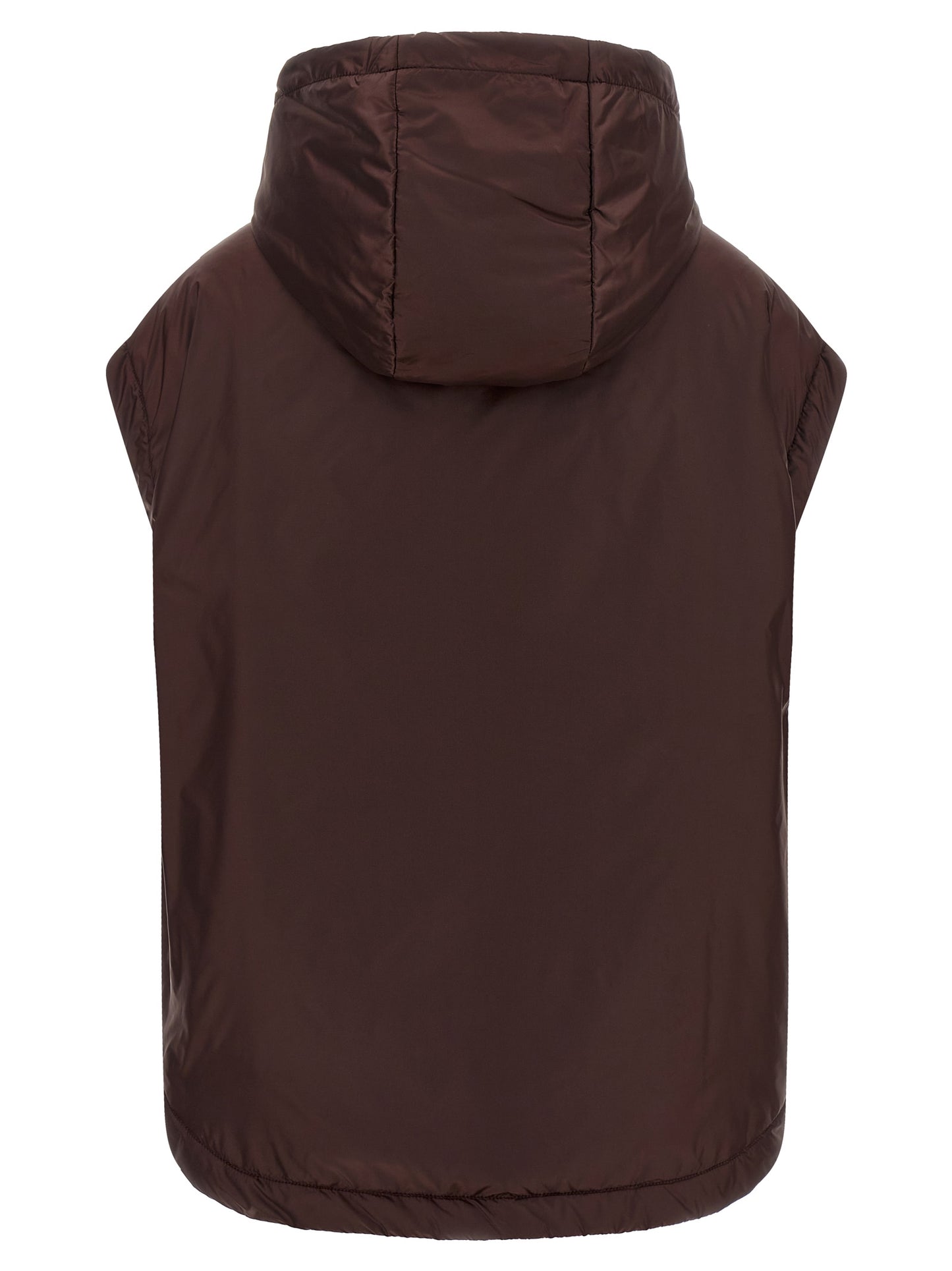 Hooded Vest by Max Mara for women in polyester bordeaux & signature features an on trend silhouette, showcasing a sophisticated hooded neckline and premium thermal, pockets & hooded for a truly on trend finish.