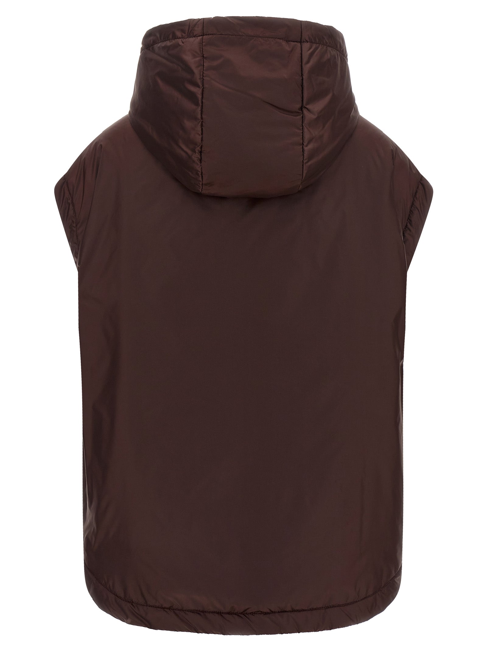 Hooded Vest by Max Mara for women in polyester bordeaux & signature features an on trend silhouette, showcasing a sophisticated hooded neckline and premium thermal, pockets & hooded for a truly on trend finish.
