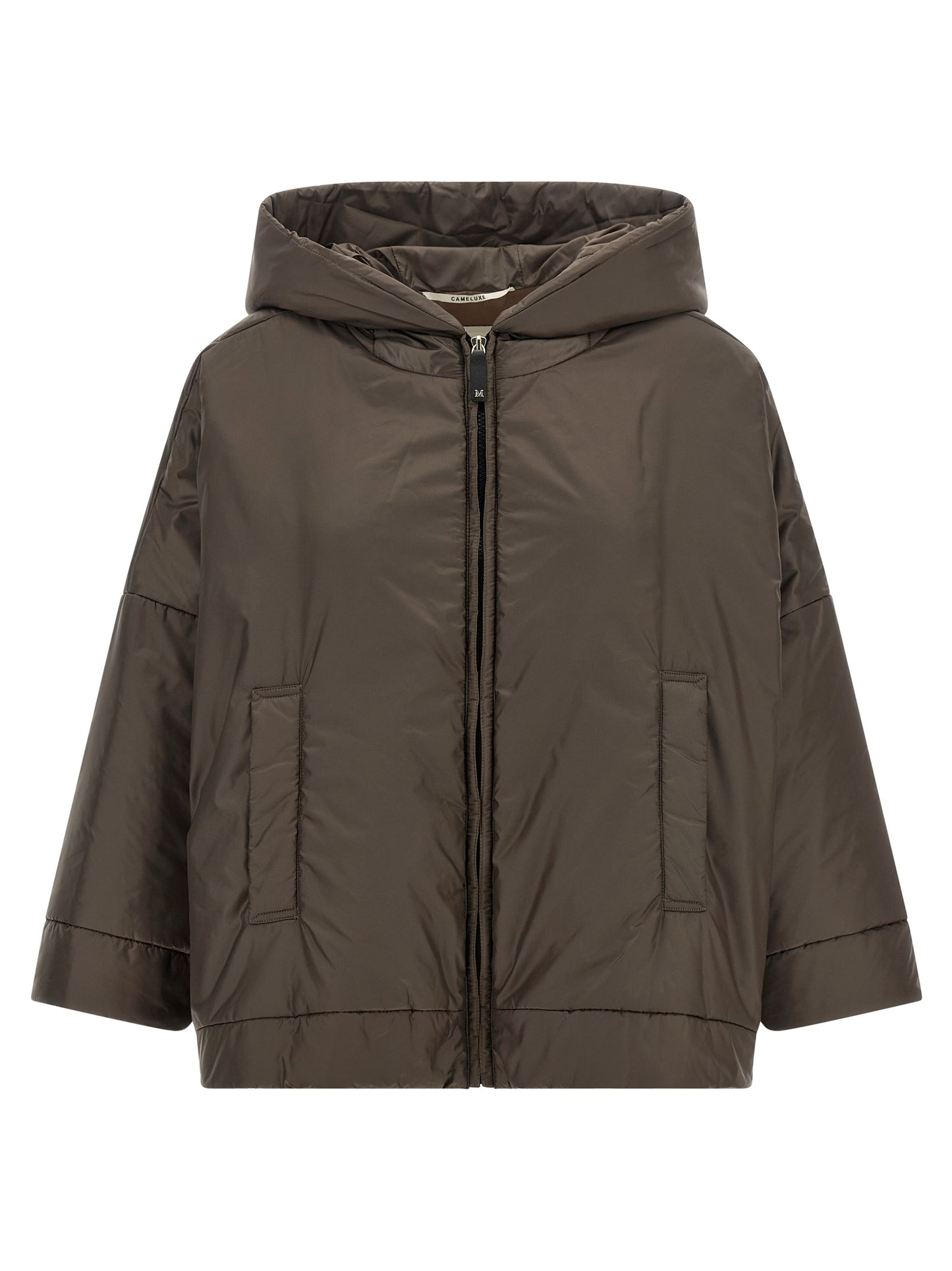 Hooded Windbreaker Jacket by Max Mara for women in polyester canvas brown & gold features an stylish silhouette, showcasing a sophisticated hooded neckline and performance-driven hooded & windproof for a premium, stylish look.
