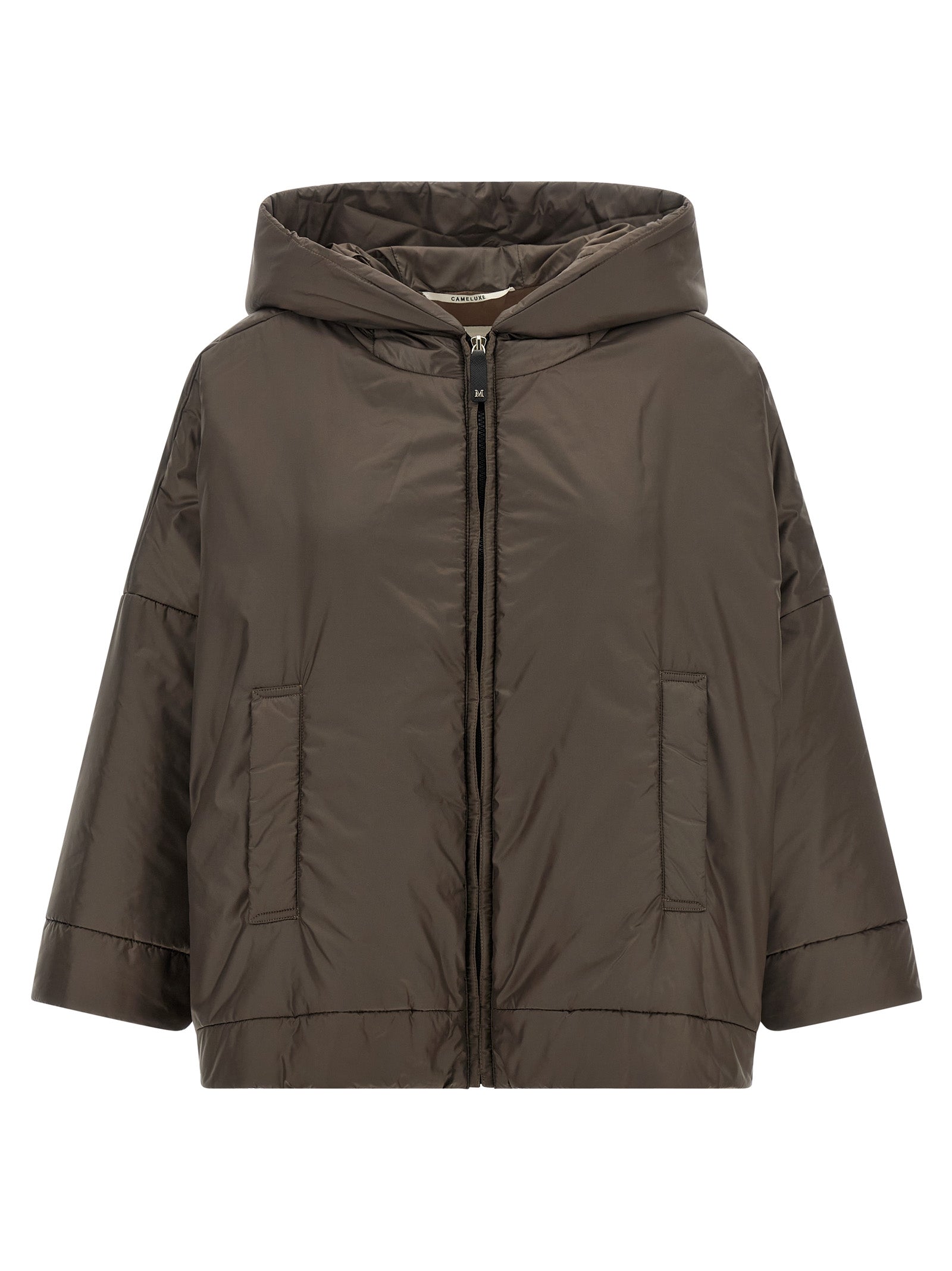 Hooded Windbreaker Jacket by Max Mara for women in polyester canvas brown & gold features an stylish silhouette, showcasing a sophisticated hooded neckline and performance-driven hooded & windproof for a premium, stylish look.