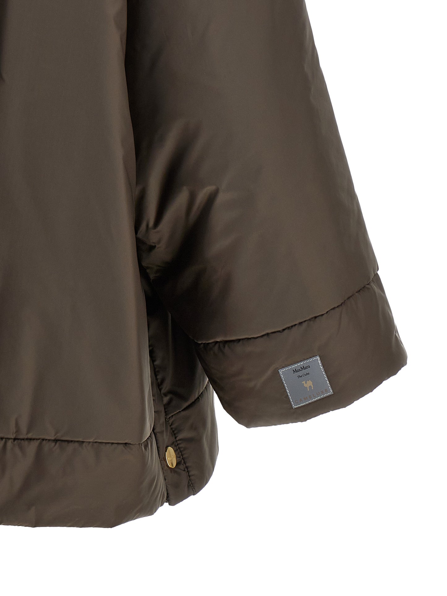 Hooded Windbreaker Jacket by Max Mara for women in polyester canvas brown & gold features an enduring silhouette, showcasing technical hooded & windproof and a sophisticated for a truly enduring aesthetic.