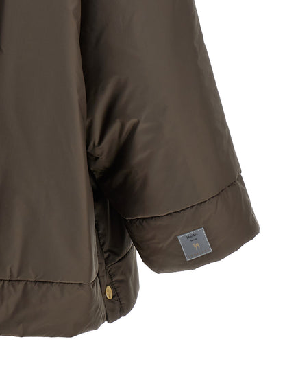 Hooded Windbreaker Jacket by Max Mara for women in polyester canvas brown & gold features an enduring silhouette, showcasing technical hooded & windproof and a sophisticated for a truly enduring aesthetic.