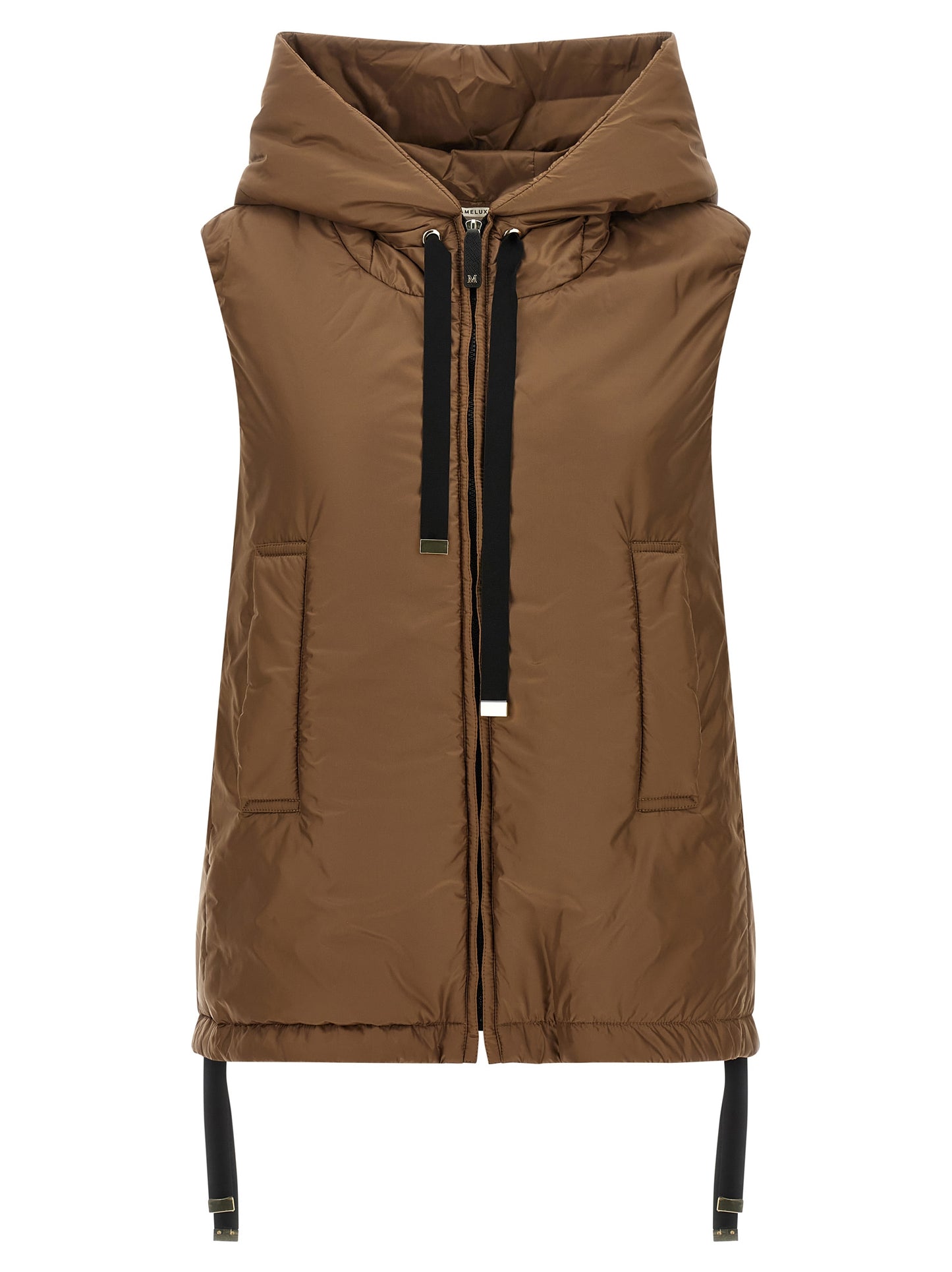 Hooded Vest by Max Mara for women in polyester black, brown, signature & monogram features an on trend silhouette, showcasing a sophisticated hooded neckline and premium hooded & insulated for a truly on trend finish.