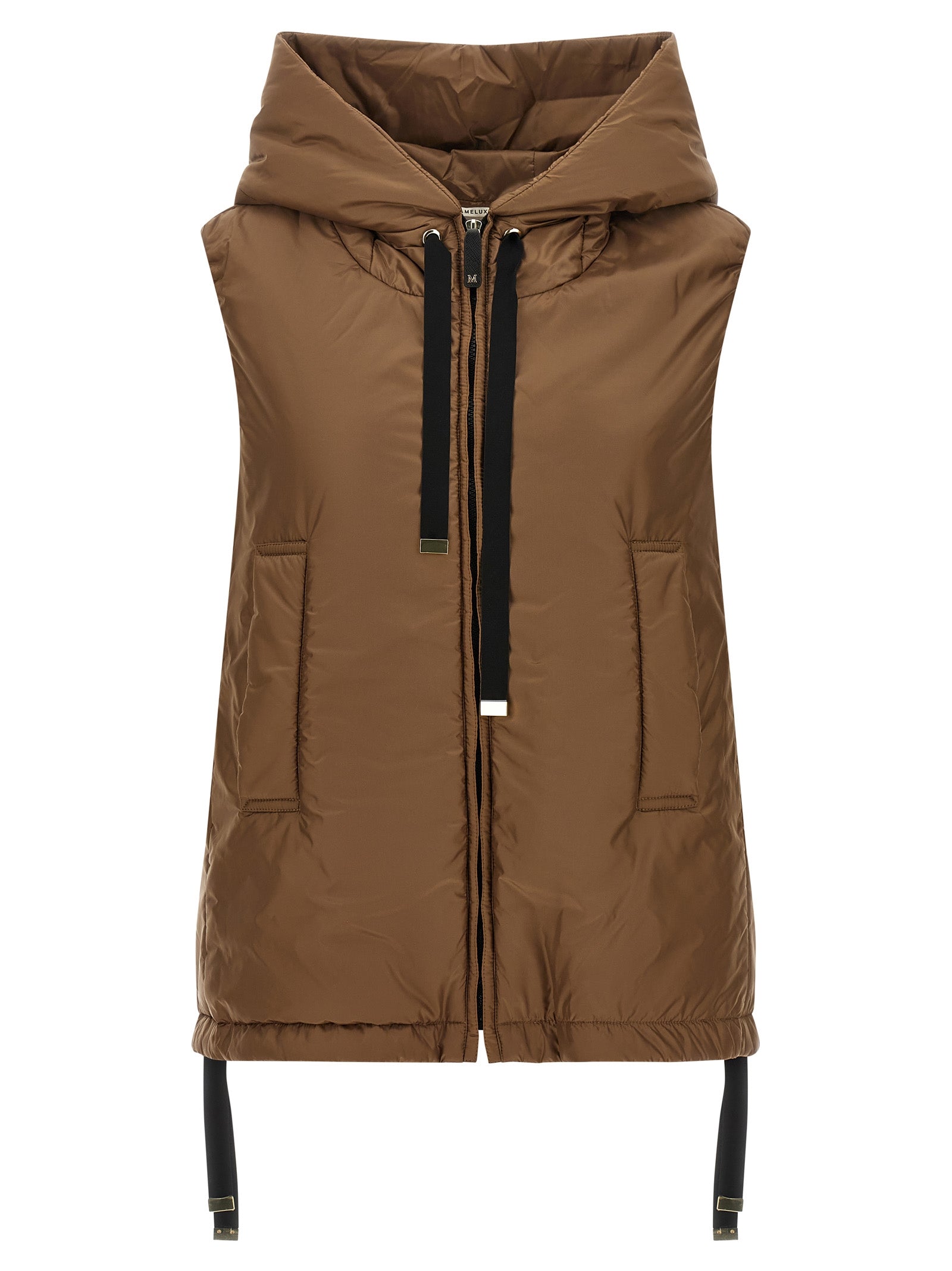 Hooded Vest by Max Mara for women in polyester black, brown, signature & monogram features an on trend silhouette, showcasing a sophisticated hooded neckline and premium hooded & insulated for a truly on trend finish.