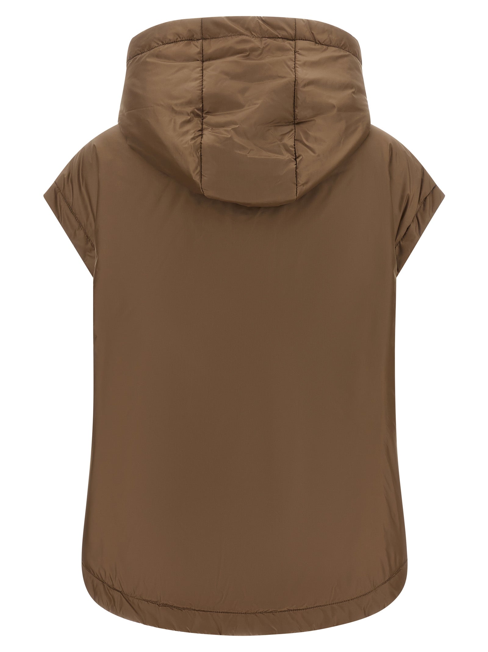 Hooded Vest by Max Mara for women in polyester brown features a chic silhouette, expertly detailed with a refined hooded neckline and premium water-resistant & hooded for a truly chic look.