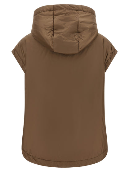 Hooded Vest by Max Mara for women in polyester brown features a chic silhouette, expertly detailed with a refined hooded neckline and premium water-resistant & hooded for a truly chic look.