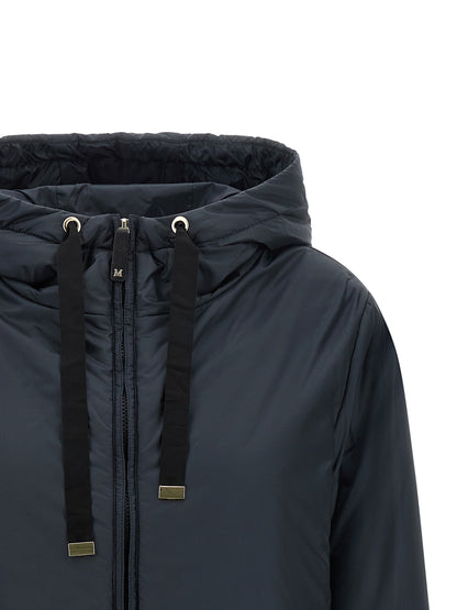 Hooded Windbreaker Jacket by Max Mara for women in polyester blue presents a resilient silhouette, artfully detailed with a sophisticated hooded neckline and functional hooded & windproof for a resilient finish.