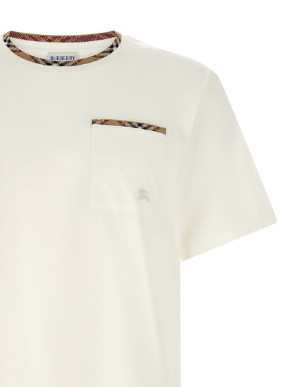 T-Shirt by Burberry for men in cotton white, patterned & signature showcases a fashionable silhouette, elegantly detailed with a fashionable and for a sophisticated, high-fashion look.