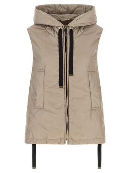Hooded Vest by Max Mara for women in polyester beige & black features a stylish silhouette, showcasing distinct pockets & hooded and a refined hooded neckline for a truly stylish finish.