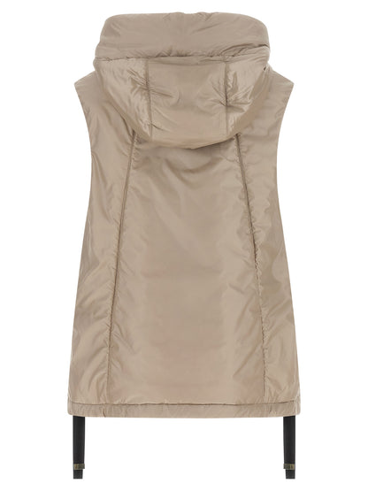 Hooded Vest by Max Mara for women in polyester beige & black features a enviable silhouette, elegantly detailed with a enviable hooded neckline and functional pockets & hooded for a enviable finish.