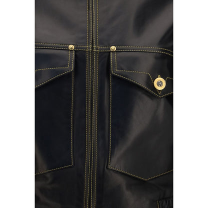This Jacket by Versace for women in nappa leather black showcases a magnificent silhouette, meticulously crafted with a distinctive and functional pockets for a magnificent finish.