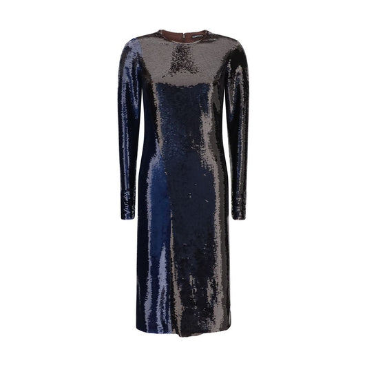 Dress by Tom Ford for women in polyamide & sequins blue features an eye catching silhouette with a sophisticated round neckline, elegant long-sleeve, and a refined for a eye catching aesthetic.