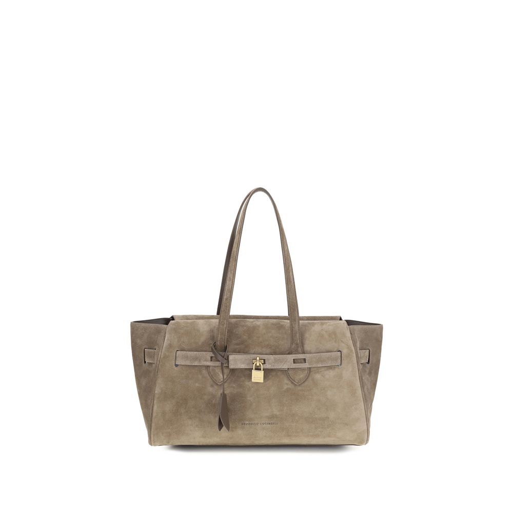 Brunello Cucinelli Brown Calf Leather Bos Taurus Shoulder Bag