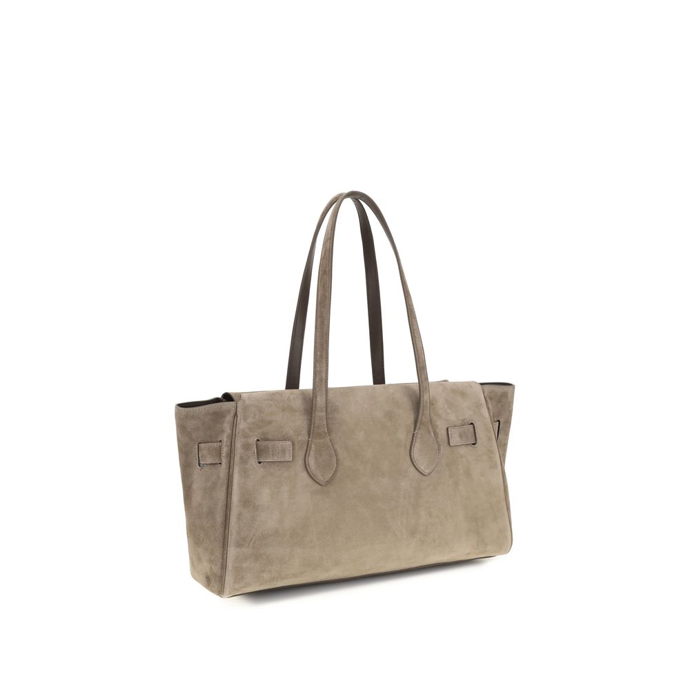 Brunello Cucinelli Brown Calf Leather Bos Taurus Shoulder Bag