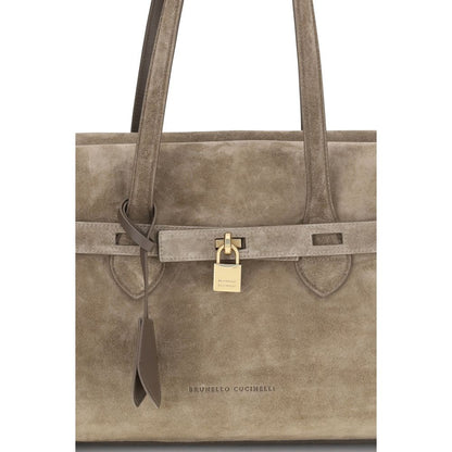 Brunello Cucinelli Brown Calf Leather Bos Taurus Shoulder Bag