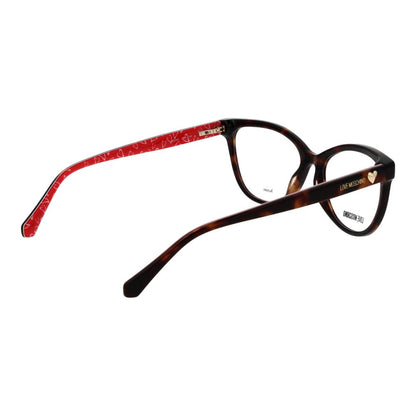 Eyeglasses Frames by Love Moschino for women in acetate brown features an refined silhouette, showcasing a sophisticated brown coloured frame and refined full-frame frame design for a refined look.