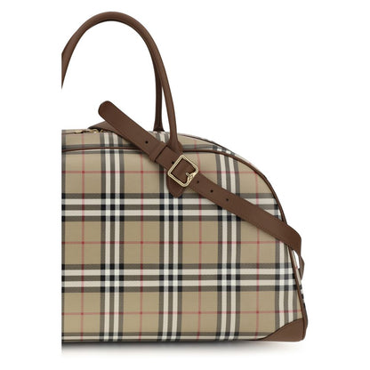 Travel Shoulder Bag by Burberry for men in cotton polyurethane pu leather beige & signature showcases a enviable silhouette, artfully detailed with a secure , organized , and versatile for a enviable look.