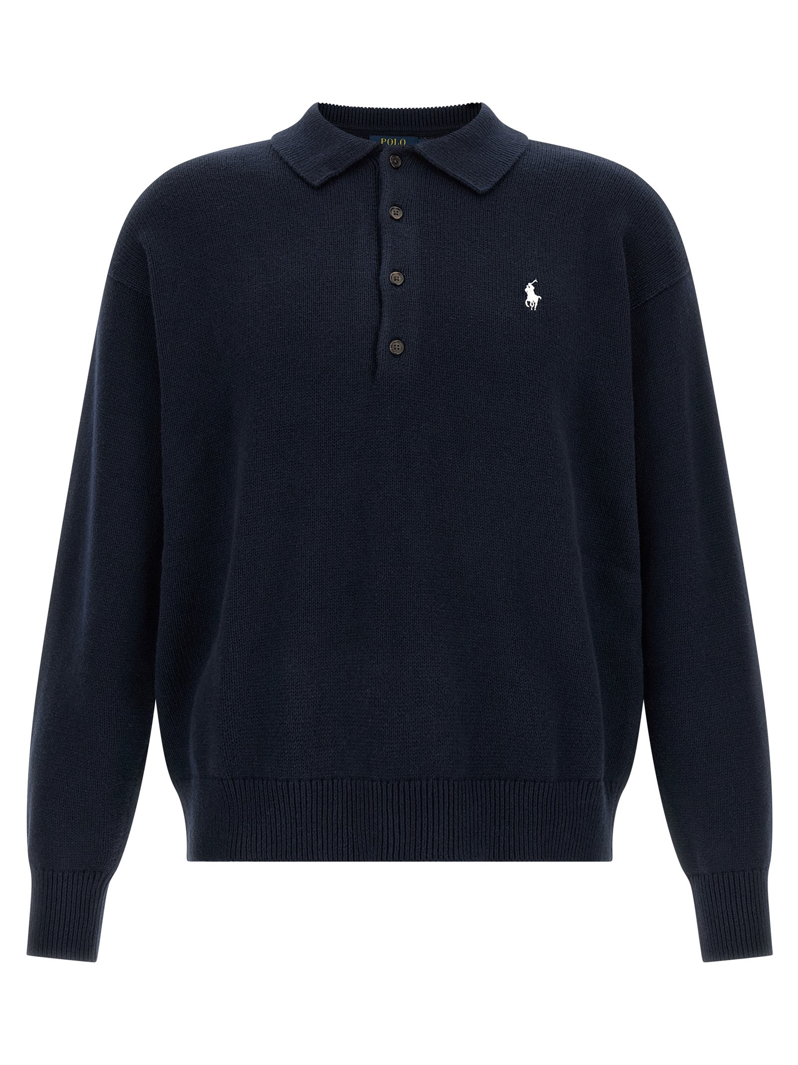 Cardigan by Polo Ralph Lauren for men in cotton blue features an impeccable silhouette, showcasing a sophisticated and long-sleeve detail for a truly impeccable finish.