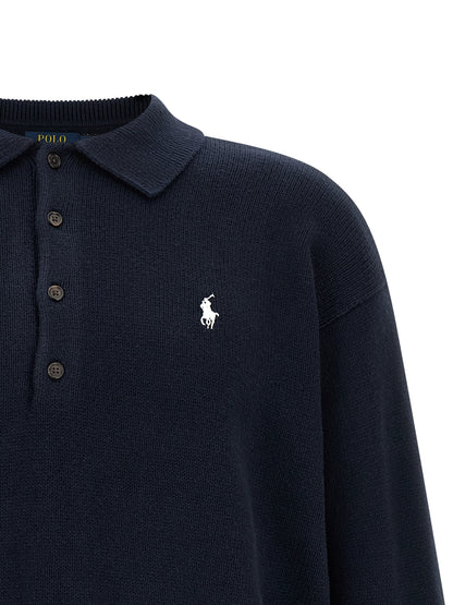 Cardigan by Polo Ralph Lauren for men in cotton blue features a nuanced silhouette with a refined and nuanced detailing for a sophisticated look.