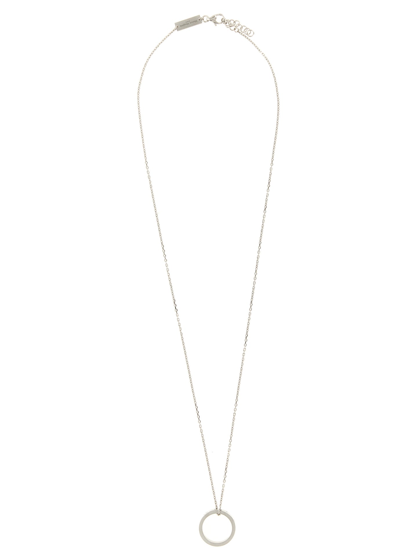 Necklace by Maison Margiela for men in cotton terrycloth silver & signature features an resplendent silhouette, showcasing a sophisticated chain pendant necklace design from the Men's Silver Necklace collection for a resplendent finish.