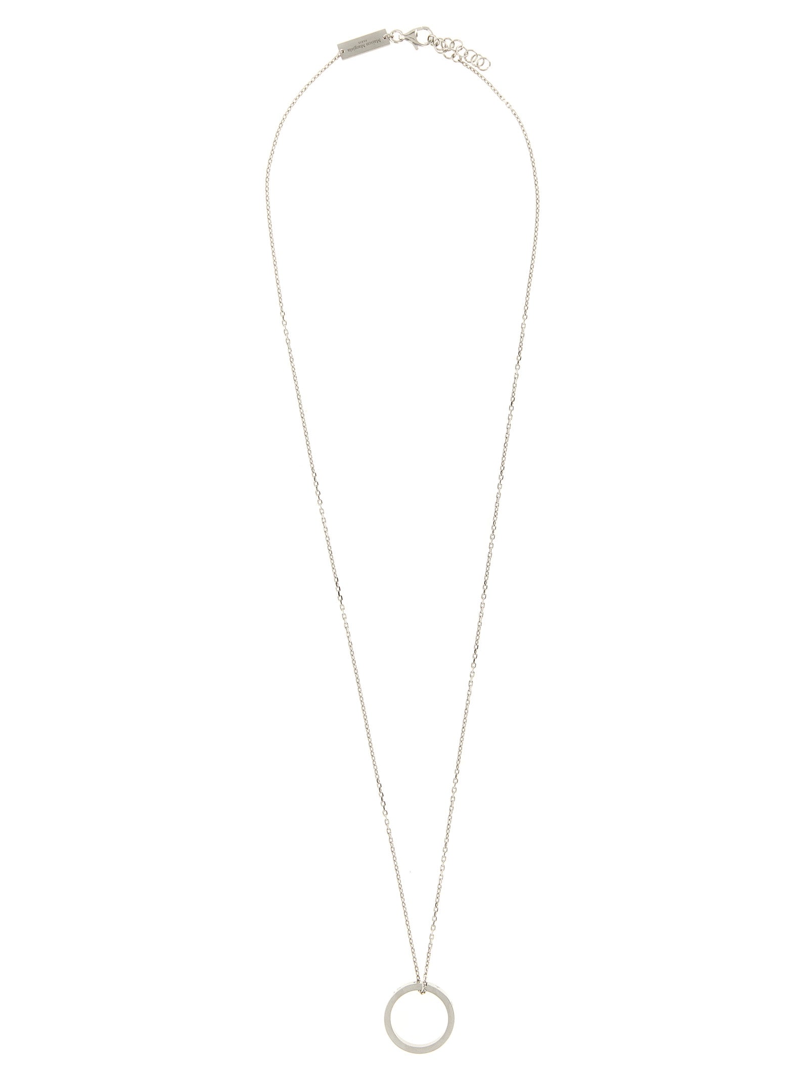 Necklace by Maison Margiela for men in cotton terrycloth silver & signature features an resplendent silhouette, showcasing a sophisticated chain pendant necklace design from the Men's Silver Necklace collection for a resplendent finish.