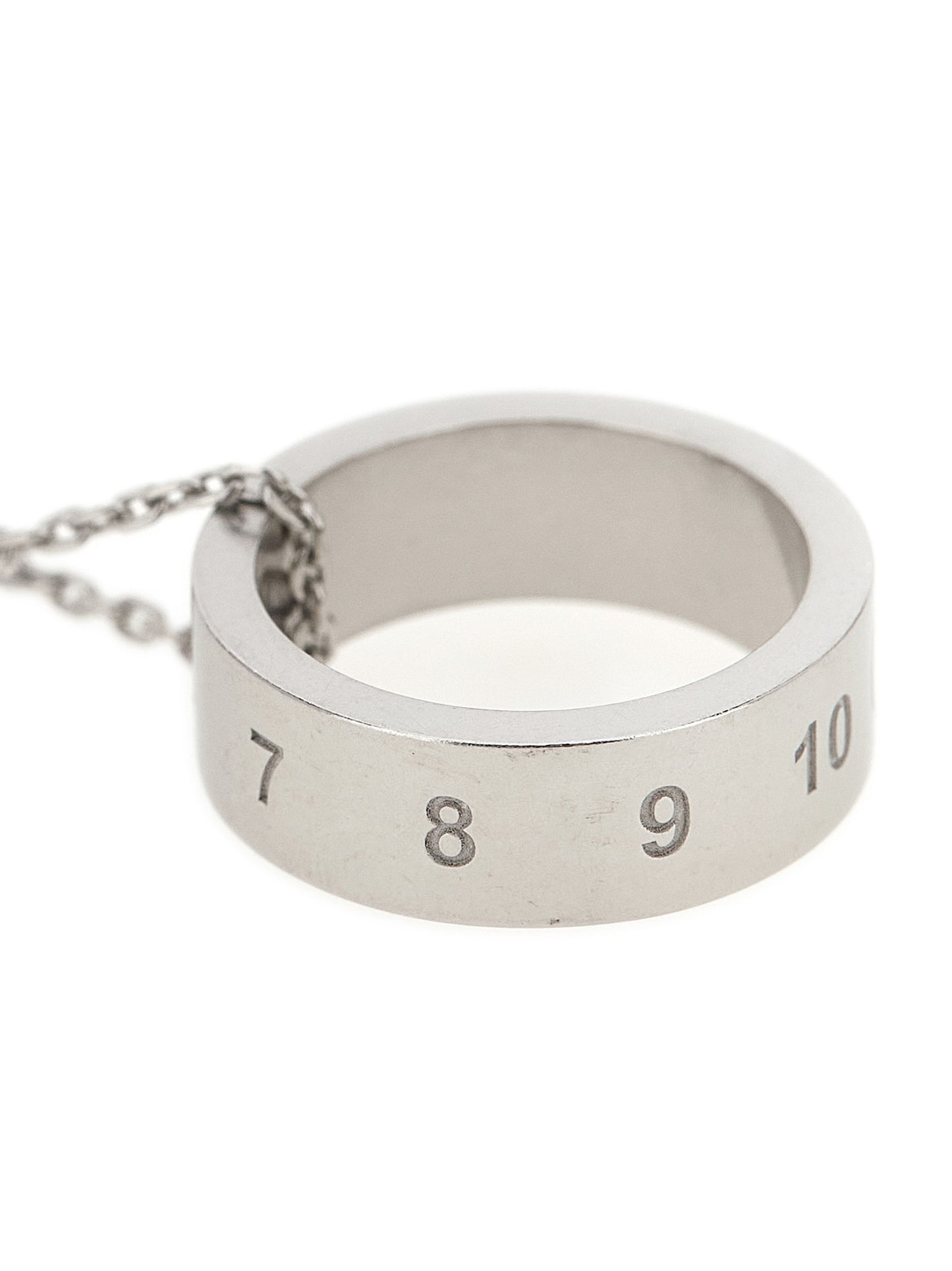Necklace by Maison Margiela for men in cotton terrycloth and silver & signature showcases a radiant silhouette, artfully capturing the elegance of Men's Silver Necklace through its intricate chain pendant necklace design.