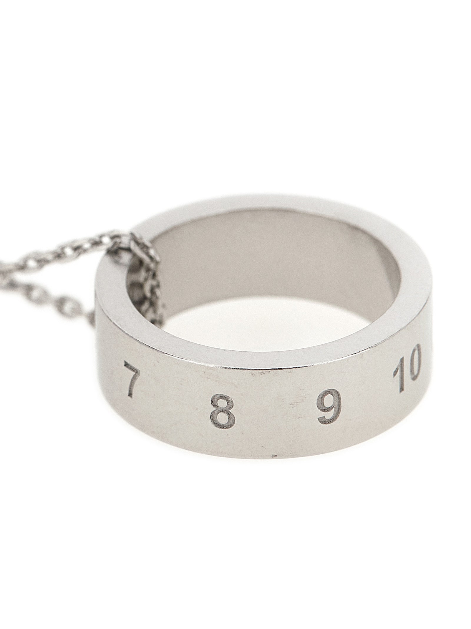 Necklace by Maison Margiela for men in cotton terrycloth and silver & signature showcases a radiant silhouette, artfully capturing the elegance of Men's Silver Necklace through its intricate chain pendant necklace design.