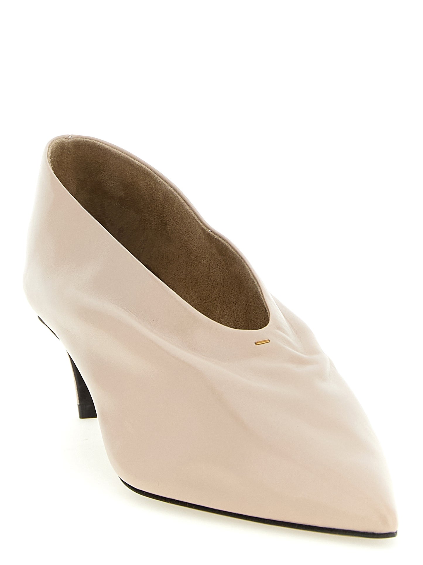 Mid-Heel Pumps Heels by Khaite for women in bos taurus suede calfskin leather beige & gold features an effortlessly chic silhouette from the Women's Bos Taurus Suede Calfskin Leather Mid-Heel Pumps Heels collection, showcasing a mid-heel and effortlessly chic for a effortlessly chic look.
