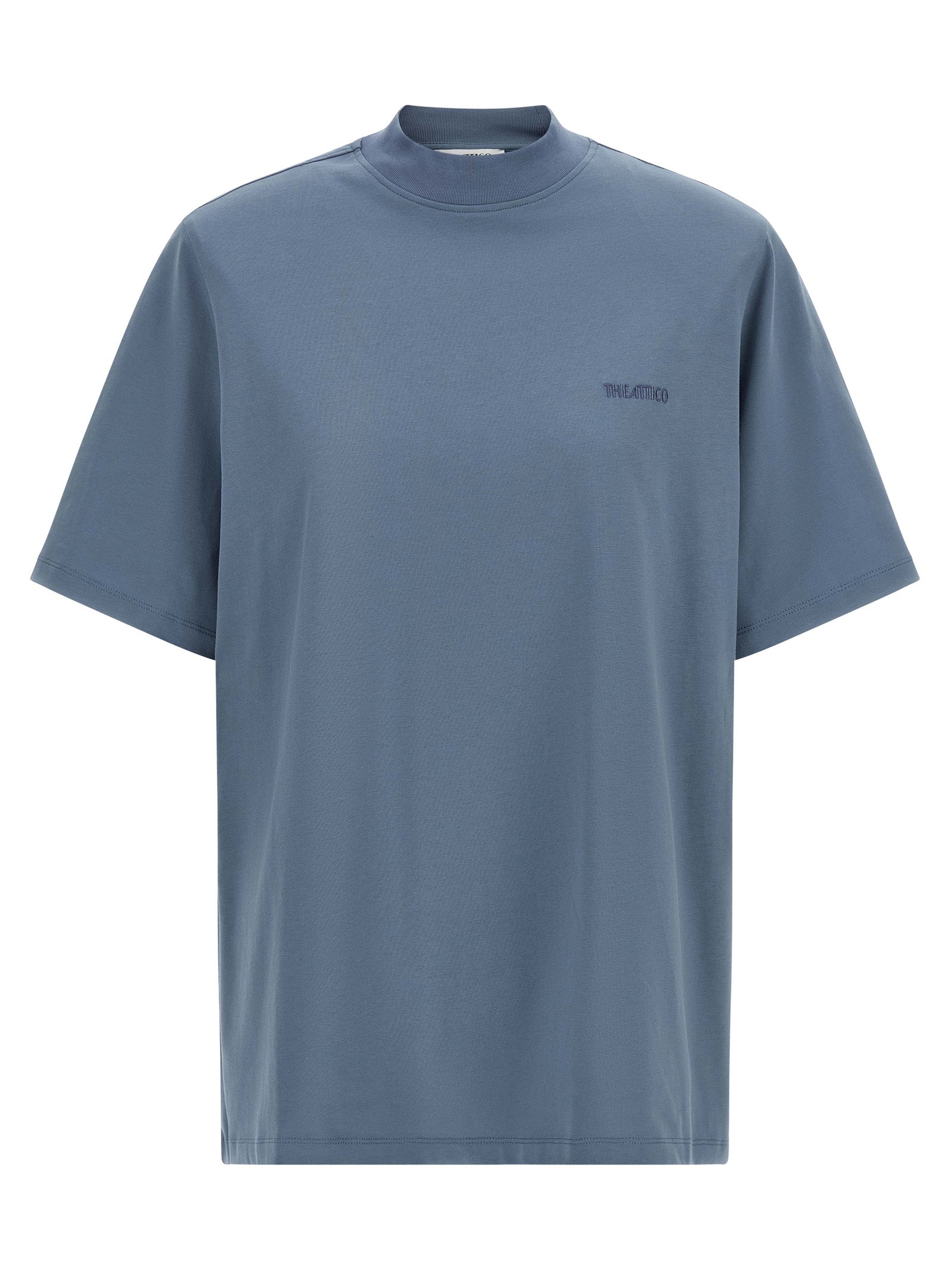 T-Shirt by The Attico for women in cotton blue showcases a chic silhouette, artfully detailed with a chic mock neckline and for a chic finish.