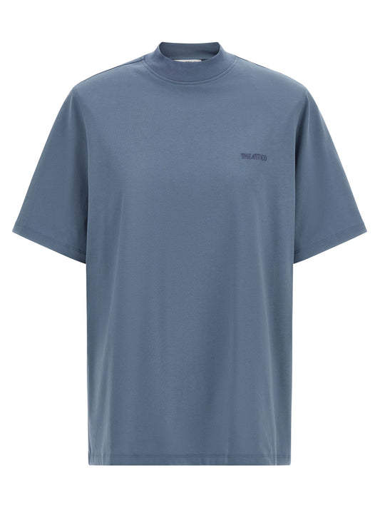 T-Shirt by The Attico for women in cotton blue showcases a chic silhouette, artfully detailed with a chic mock neckline and for a chic finish.