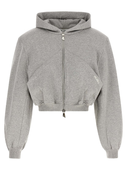 Sweatshirt Hoodie by The Attico for women in cotton gray & silver features an avant-garde silhouette, showcasing a sophisticated hooded neckline and detail for a truly avant-garde finish.