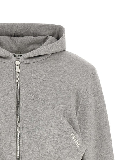 Sweatshirt Hoodie by The Attico for women in cotton gray & silver features an dramatic silhouette, showcasing a sophisticated hooded neckline and dramatic for a refined, modern aesthetic.