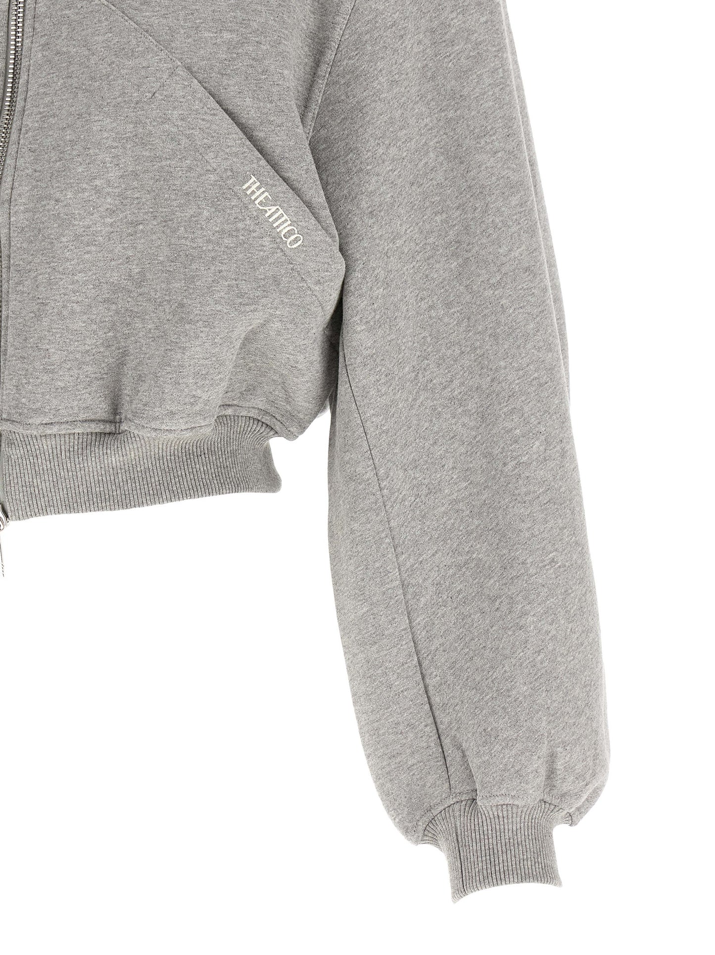 Sweatshirt Hoodie by The Attico for women in cotton gray & silver showcases a city-ready silhouette, artfully detailed with a signature and for a city-ready finish.