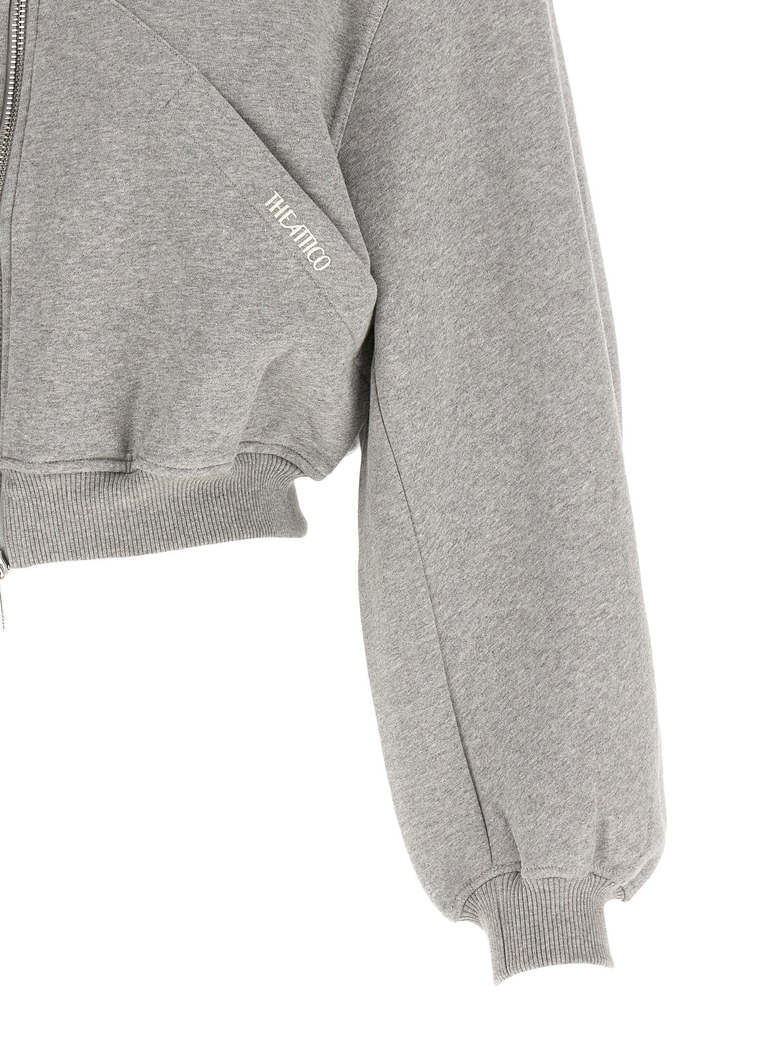 Sweatshirt Hoodie by The Attico for women in cotton gray & silver showcases a city-ready silhouette, artfully detailed with a signature and for a city-ready finish.