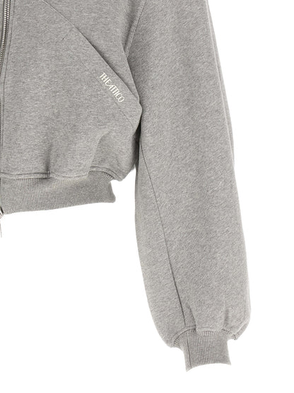 Sweatshirt Hoodie by The Attico for women in cotton gray & silver showcases a city-ready silhouette, artfully detailed with a signature and for a city-ready finish.