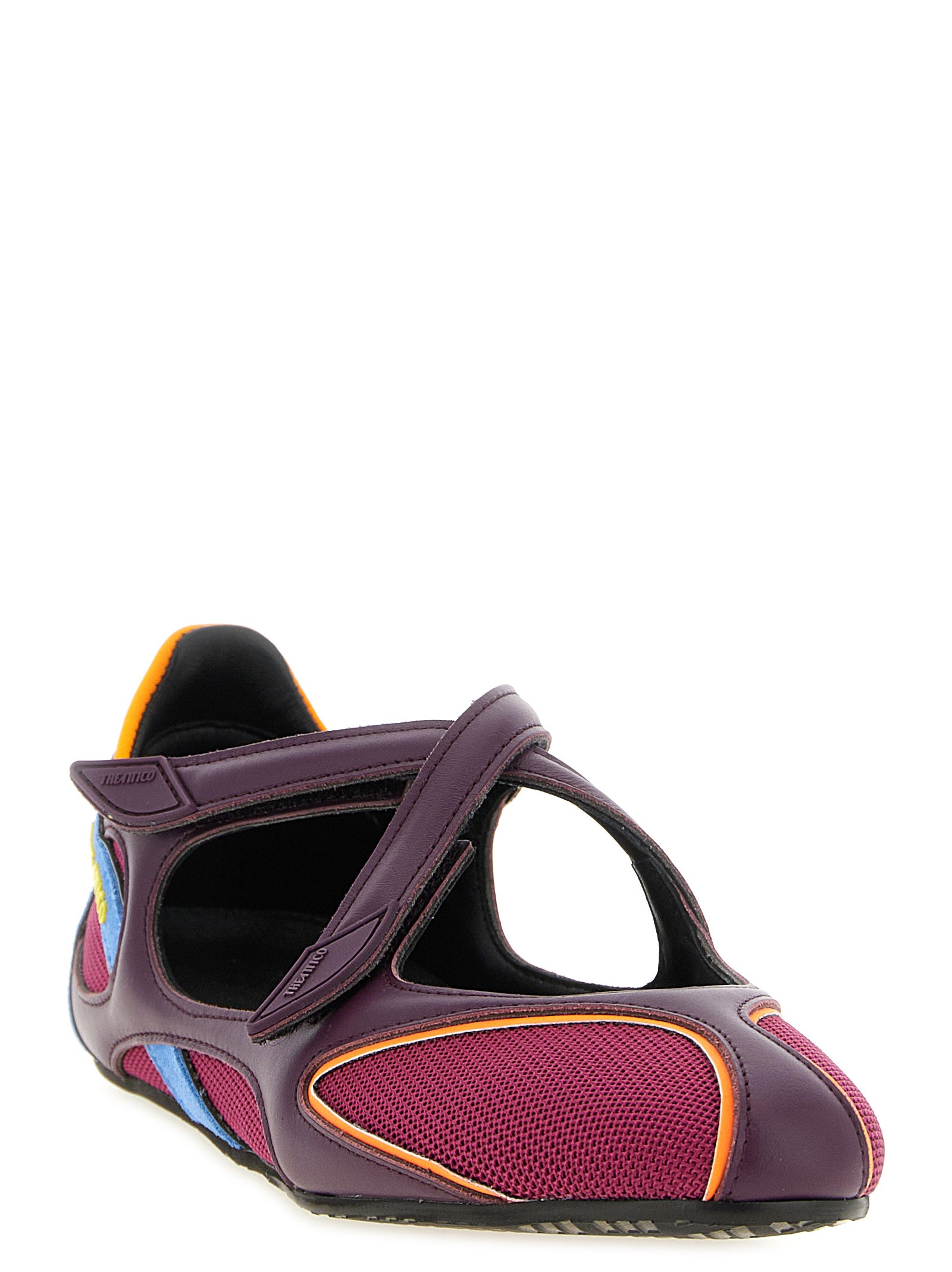 Ballet Flat Shoes by The Attico for women in polyester polyethylene polyurethane suede leather blue, multicolor, pink, plum & yellow presents a effortless chic silhouette, showcasing the Women's Polyester Polyethylene Polyurethane Suede Leather Ballet Flat Shoes design with a effortless chic and for a sophisticated look.