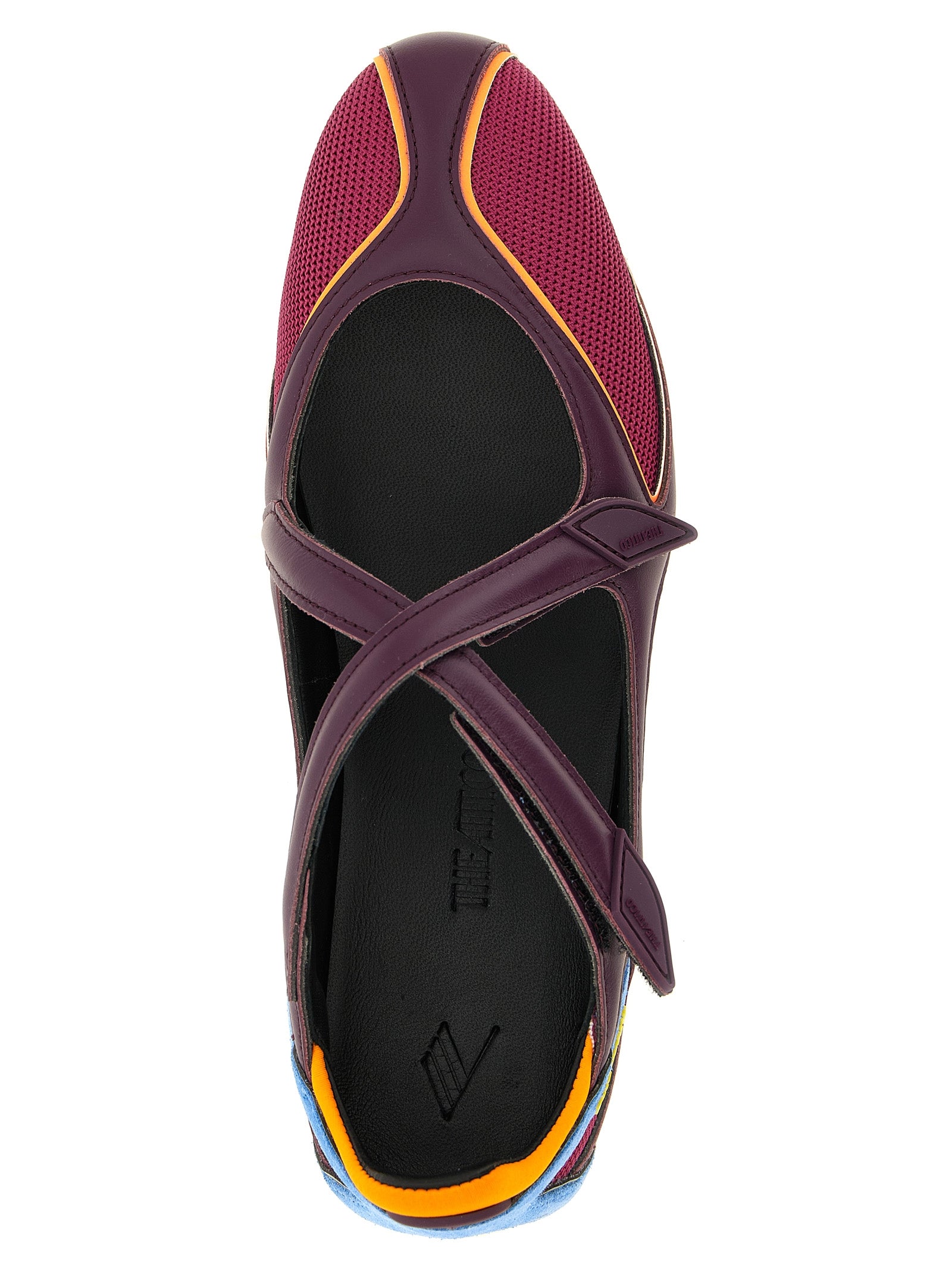 Ballet Flat Shoes by The Attico for women in polyester polyethylene polyurethane suede leather blue, multicolor, pink, plum & yellow showcases a dynamic silhouette, artfully capturing Women's Polyester Polyethylene Polyurethane Suede Leather Ballet Flat Shoes through its distinctive and elegant .