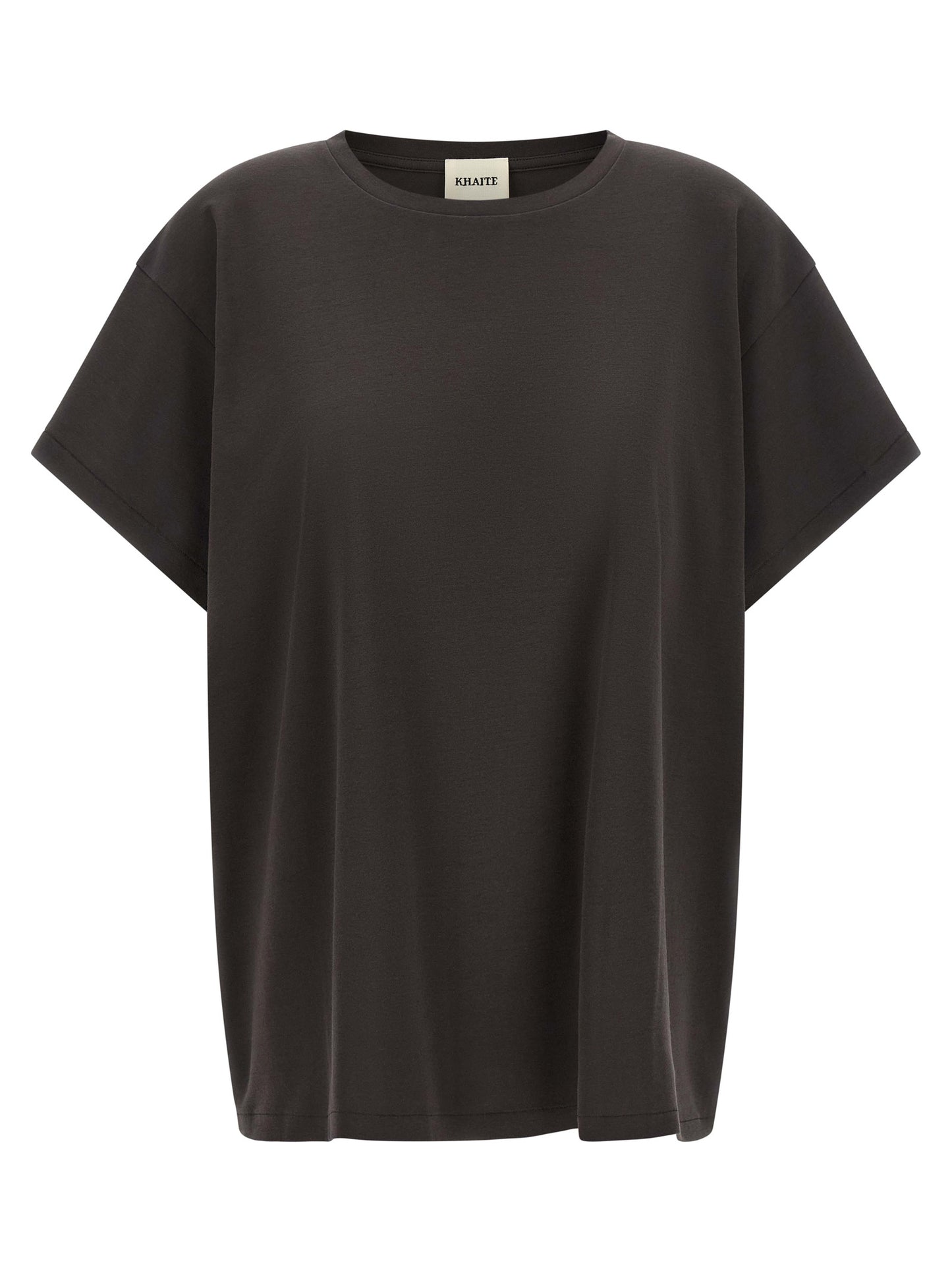 T-Shirt by Khaite for women in cotton gray showcases a chic silhouette, artfully detailed with a chic crew neckline and short-sleeve for a chic finish.